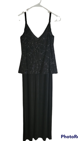 Vintage en francais by huey waltzer 10 petite black gown event dress Glittery - Picture 6 of 8
